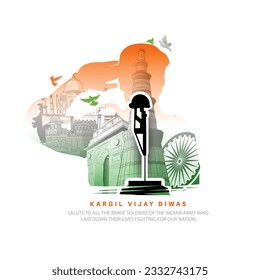 kargil vijay diwas Creative Poster illustration in honour of the Kargil War's Heroes celebrated all over India 
