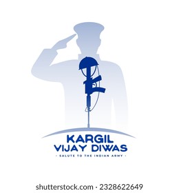 kargil vijay diwas patriotic background with saluting solider silhouette vector