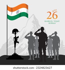 Kargil vijay diwas soldier salute vector illustration