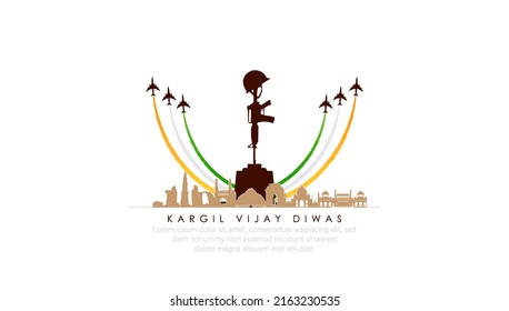 Kargil Vijay-illustration of abstract concept for Kargil Vijay Diwas, banner or poster.26 JULY