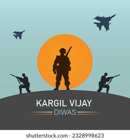 Kargil Vijay-illustration of abstract concept for Kargil Vijay Diwas, banner or poster.26 JULY