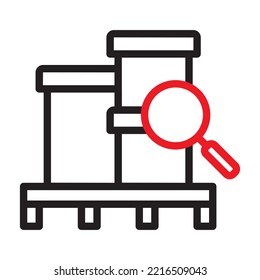 Kargo scanning outline icon. Box delivery barcode find magnifier package vector illustration