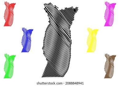 Karimganj district (Assam State, Republic of India) map vector illustration, scribble sketch Karimganj map
