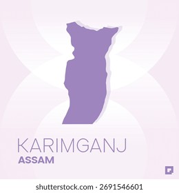 KARIMGANJ District Map, Assam, Indien - Bearbeitbare Vektorgrafik.