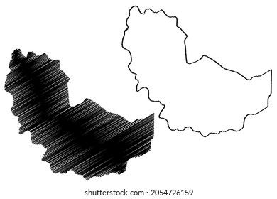 Karimnagar district (Telangana State, Republic of India) map vector illustration, scribble sketch Karimnagar map