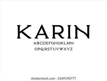 Karin font for logo and headline. Isolated vector typeset
