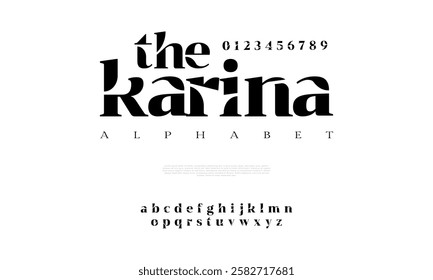 Karina typography beauty fashion elegant minimalist serif italic fonts decorative wedding vintage retro logos. Minimal luxury font alphabet logo. Vector illustration