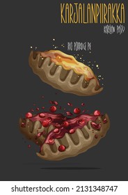 Karjalanpiirakka, karelian pie, finnish food. Vector illustration