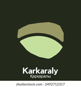 Karkaraly Stadtplan flache Ikone Illustration, Vektorgrafik Karte von Kasachstan mit benannten Governance-und Reisesymbolen Vorlage