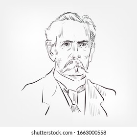 Karl Friedrich Benz German Engine Designer, Automobile Engineer Vector Sketch Portrait Isolated