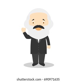 Karl Marx cartoon character. Vector Illustration. Kids History Collection.