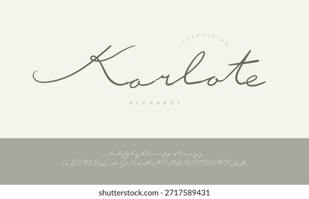 Karlote Classic Elegante Monoline Script Fonte Alfabeto Vetor Para Logotipo Boutique Branding