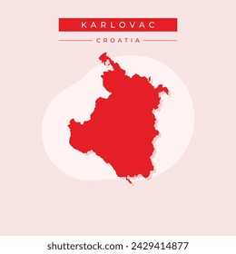 Karlovac county map, subdivisions of Croatia. Vector illustration.