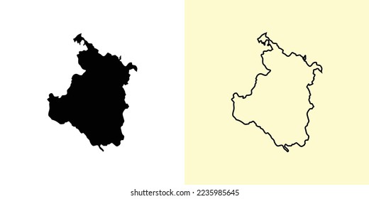 Karlovac map, Croatia, Europe. Filled and outline map designs. Vector illustration