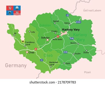 Vektorgrafik Karlovy Vary Region Karte in der Tschechischen Republik