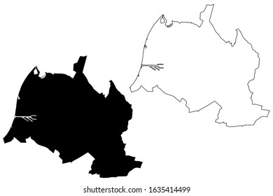 Karlsruhe City (Federal Republic of Germany, Baden-Wurttemberg) map vector illustration, scribble sketch City of Carlsruhe map