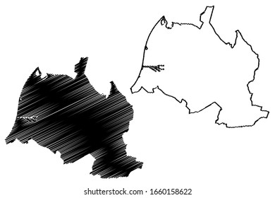 Karlsruhe City (Federal Republic of Germany, Baden-Wurttemberg) map vector illustration, scribble sketch City of Carlsruhe map