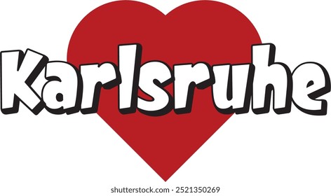 Karlsruhe city ​​text with red heart suitable for logo or design