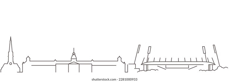 Karlsruhe Dark Line Simple Minimalist Skyline With White Background