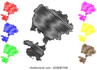 Karlsruhe district (Federal Republic of Germany, rural district, Baden-Wurttemberg State) map vector illustration, scribble sketch Karlsruhe map