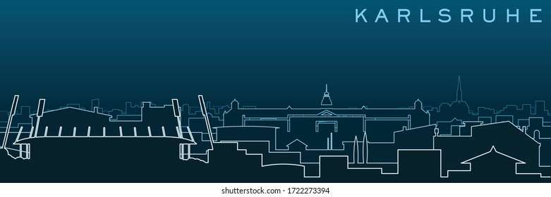 Karlsruhe Multiple Lines Skyline and Landmarks