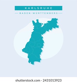 Karlsruhe Region (Bundesrepublik Deutschland, Land Baden-Württemberg) Karte Vektorgrafik, Skizze kritzeln Karlsruhe Karte