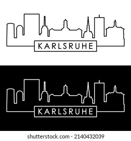 Karlsruhe skyline. Linear style. Editable vector file.