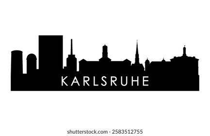 Karlsruhe skyline silhouette. Black Karlsruhe city design isolated on white background. 