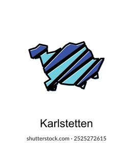 Ilustración plana del icono del mapa de Karlstetten, mapa del Vector de Austria con Country nombrado y Plantilla de los iconos del viaje