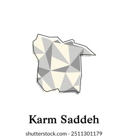 Karm Saddeh Map of Lebanon Country, with polygon style geometric colorful design template names city or province