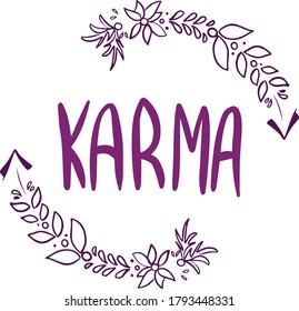 Karma. Arrows. Sticker vector for social media post. Hand drawn illustration design.