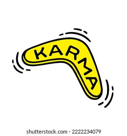 Karma is a boomerang doodle drawing. Vector illustration.