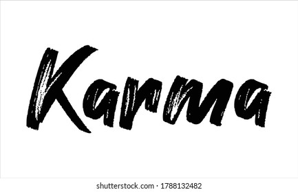 karma Brush Hand drawn Typography Black text lettering and phrase isolated on the White background