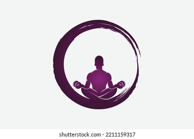 Karma Face With Circle Or Dumbbell Vector Logo Template