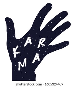 Karma . Hand. For logo, design, cards, calligraphy, business. EPS 10.  
Flat vector illustration  Isolated on white background