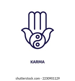 karma icon from religion collection. Thin linear karma, zen, buddhism outline icon isolated on white background. Line vector karma sign, symbol for web and mobile