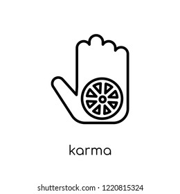 Karma icon. Trendy modern flat linear vector Karma icon on white background from thin line india collection, editable outline stroke vector illustration