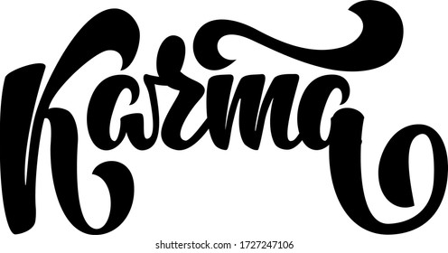 Karma isolated text. and lettering illustration made in brush calligraphy font.