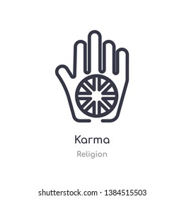 karma outline icon. isolated line vector illustration from religion collection. editable thin stroke karma icon on white background
