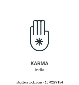 Karma outline vector icon. Thin line black karma icon, flat vector simple element illustration from editable india concept isolated on white background