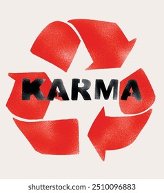 KARMA slogan with red recycle sign,Vector,Graphic Design