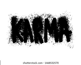 Karma. Sticker vector for social media post. Hand drawn illustration design. Grunge style. Good as poster, t shirt print, card, wallpaper, video or blog cover