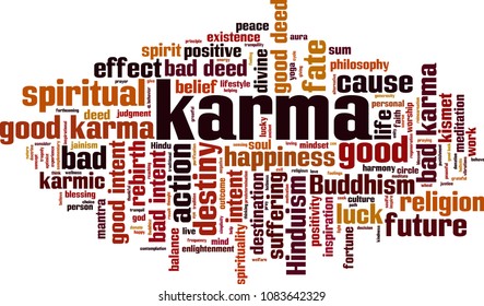 Karma word cloud concept. Vector illustration