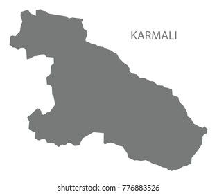 Karmali map of Nepal grey illustration silhouette shape