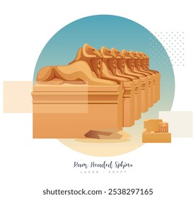 Der Karnak Tempel - Elements Pylon , Ram Headed Sphinx - Luxor, Ägypten - Stockillustration als EPS 10 Datei