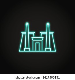 Karnak temple icon in glowing neon style. Famous Luxor ancient complex symbol. Vector illustration.