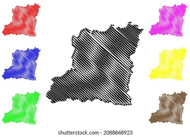 Karnal district (Haryana State, Republic of India) map vector illustration, scribble sketch Karnal map