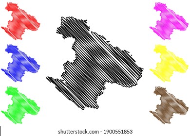 Karnali Province (Federal Democratic Republic of Nepal, Administrative divisions) map vector illustration, scribble sketch Province No. 6 map