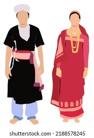 Pareja de Karnataka con traje tradicional de Karnataka.