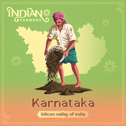 Karnataka Farmer - A Vibrant Vector Illustration Depicting The Resilience And Hard Work Of Indian Agriculture